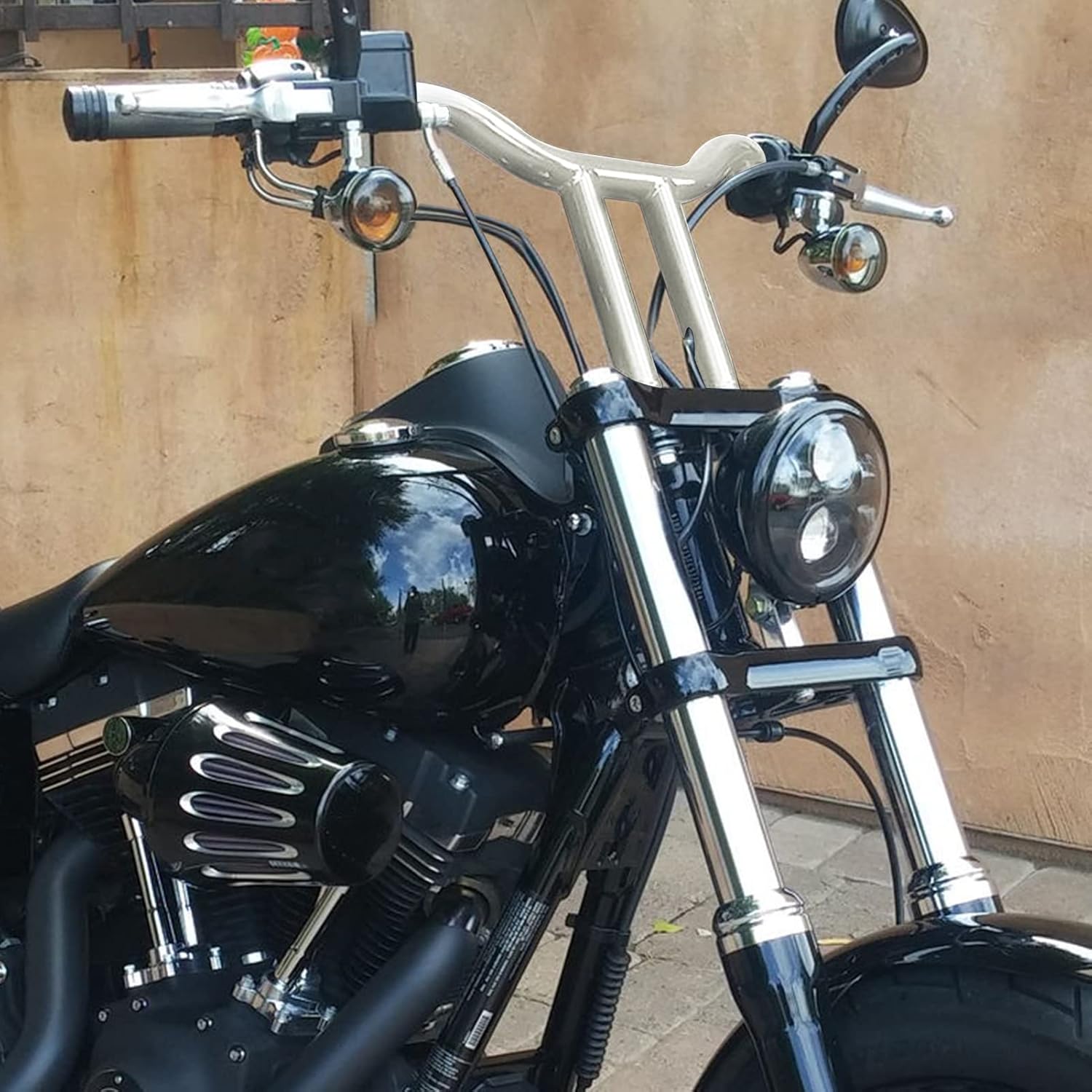 Mofun 12" Handlebar T Bar 1.25" Steel Pipe Compatible with Harley Dyna Low Rider Fat Bob Super Glide Street Bob 1996-2024, Sportster 1200 883, Softail Fat Boy Heritage Classic, Road King Chrome
