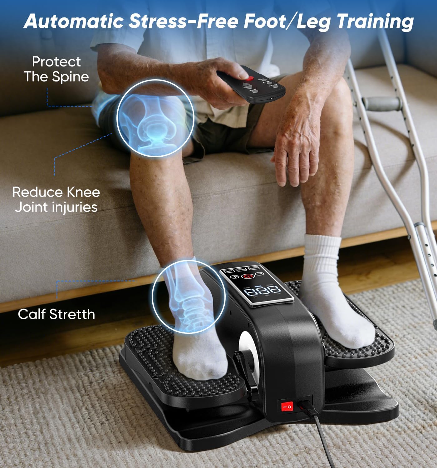 HOMGIM Under Desk Elliptical Machine - Quiet Motorized Leg Exerciser with Smart Remote, 12-Speed Manual Programs Auto/3 Auto Programs LCD Display & Bidirectional Motion for Home/Office (Blackish Gray)