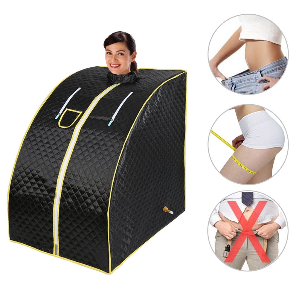 Cabina Sauna a vapore，Sauna domestica in casa， Bagno di vapore portatile a casa Mobile Sauna，1000W (nero)
