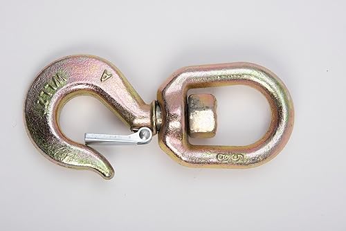 Miniatura 9 de HI-GEAR Ganchos giratorios de 2 toneladas para cadenas de elevación, capacidad de trabajo de 4,400 libras, gancho giratorio resistente, cadena G70,