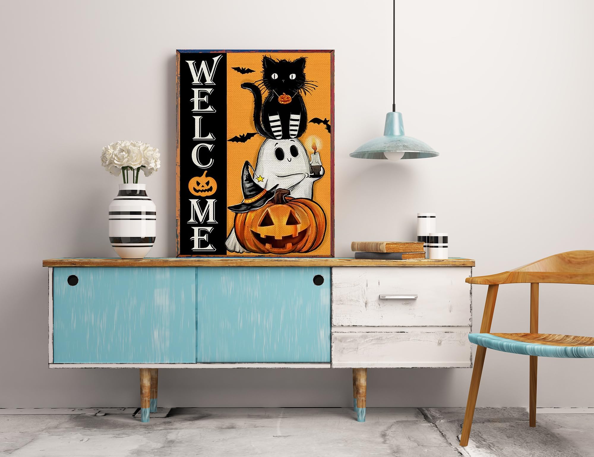 KINPLUB Zestawy do malowania diamentami na Halloween dla dorosłych, kot, duch, dynia, diamentowe zestawy artystyczne 5D dla początkujących, DIY, pełne okrągłe wiertła do malowania diamentami, kropki