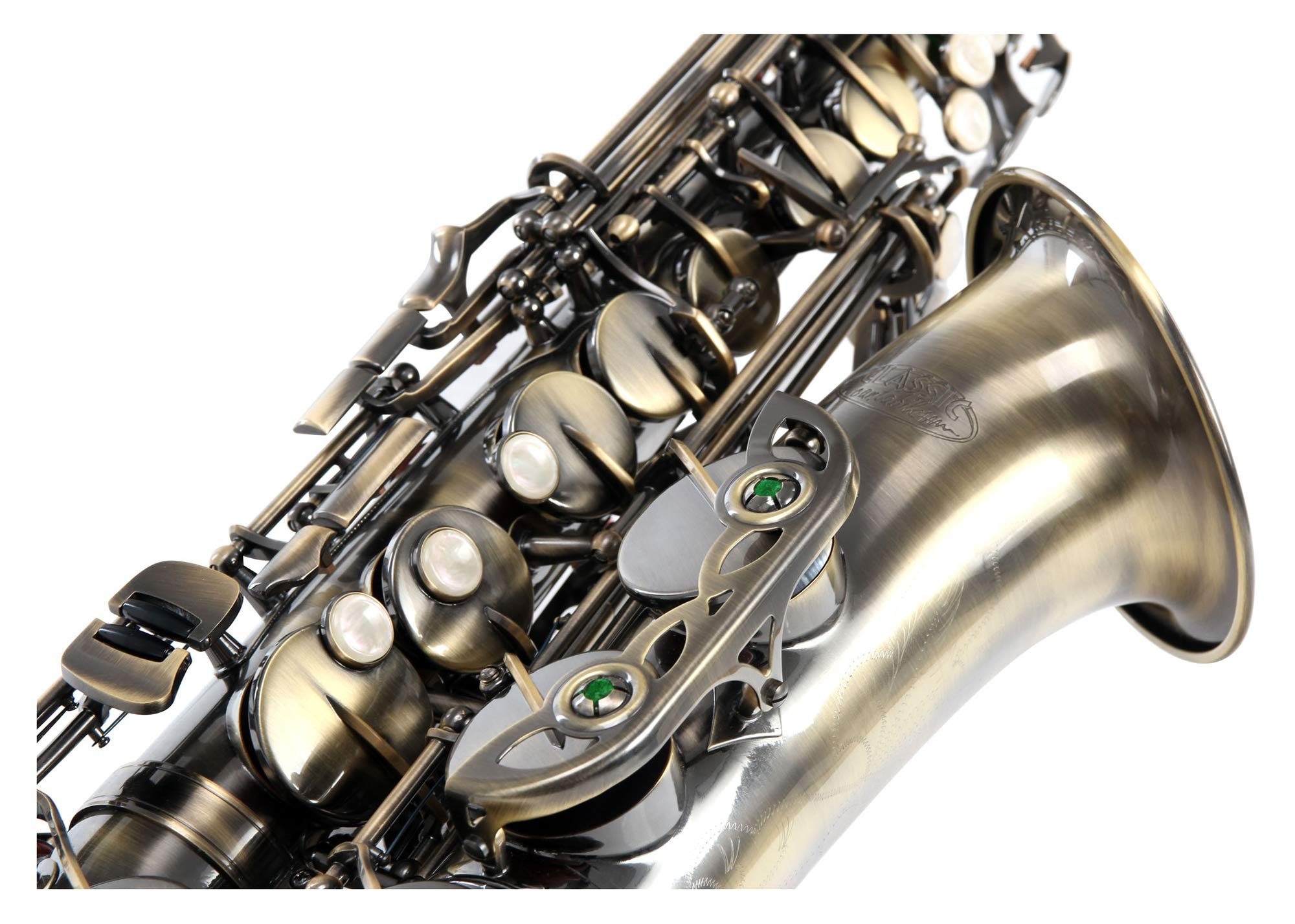 Classic Cantabile Winds AS-450 Antique Yellow Eb Saxophone Alto - Accord Es - Clé Fa# aigu - Pack Économique incluant 10 Anches Saxophone