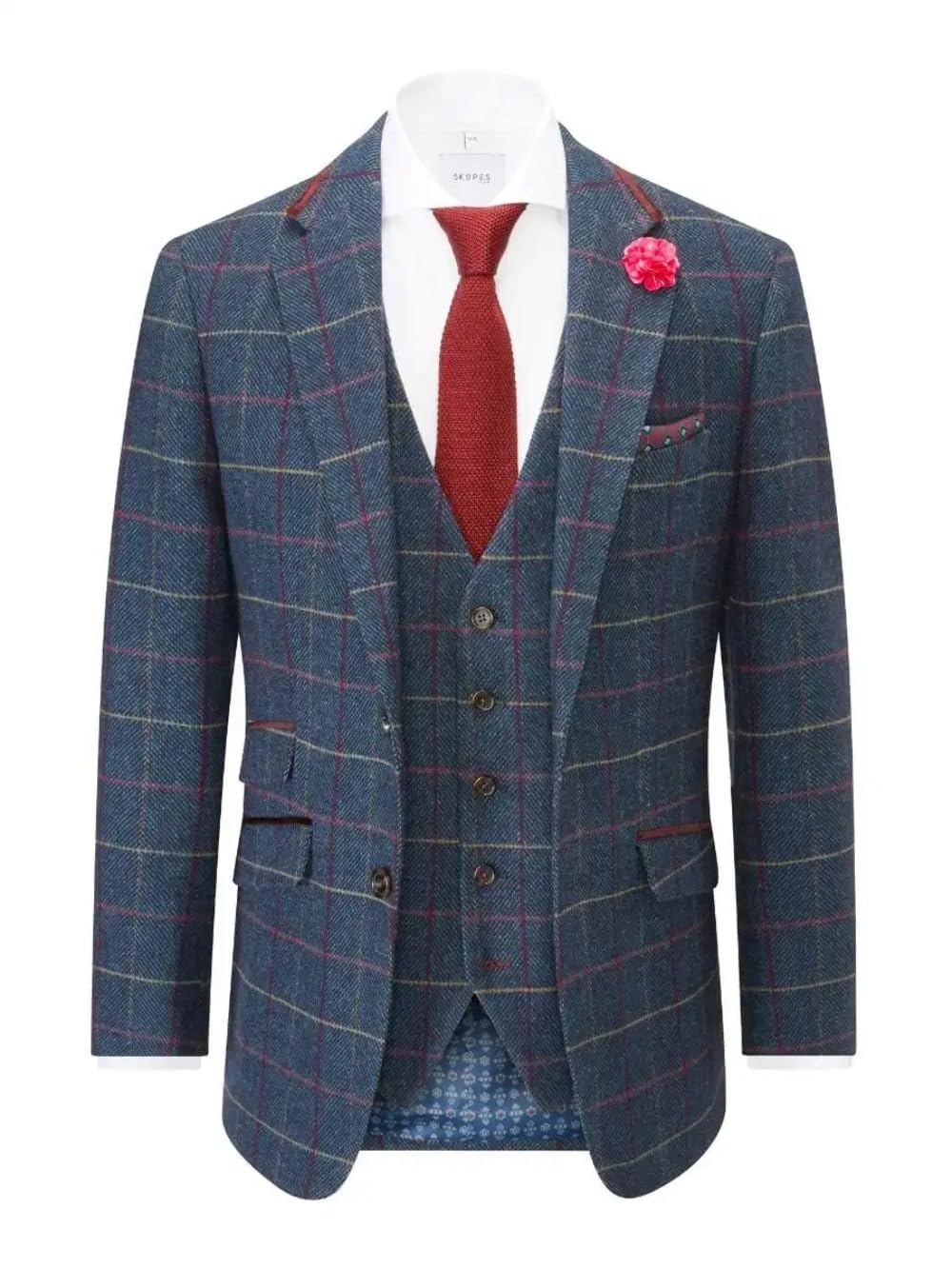 Skopes Men's Tailored Doyle Blazer Jacket Check Aqua Wine (as8, Numeric, Numeric_48, Regular, Regular)