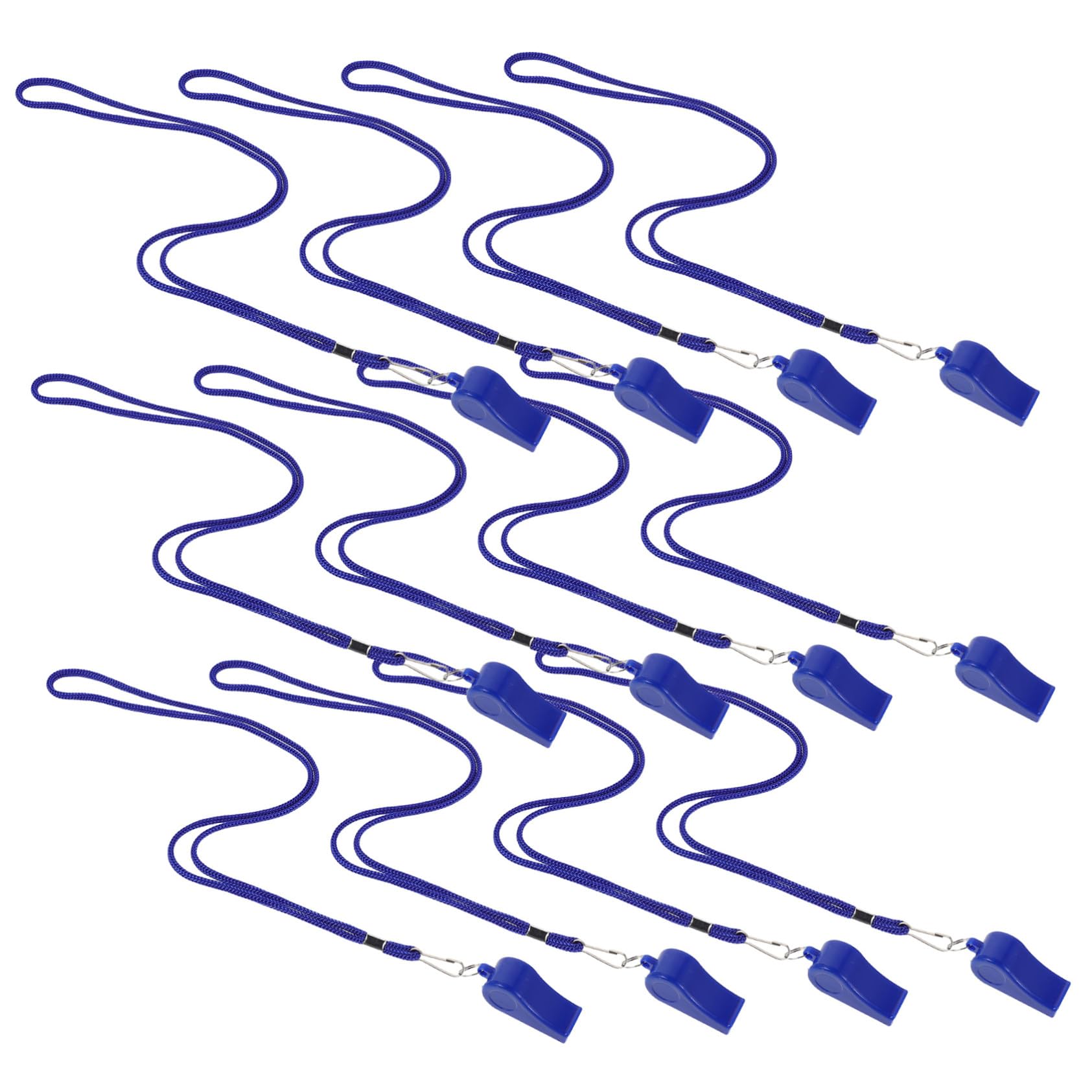 Lot de 36 Sifflets de Survie Extérieurs en Plastique Bleu avec Cordon Polyester, Légers et Solide, pour Basketball et Situations d'urgence
