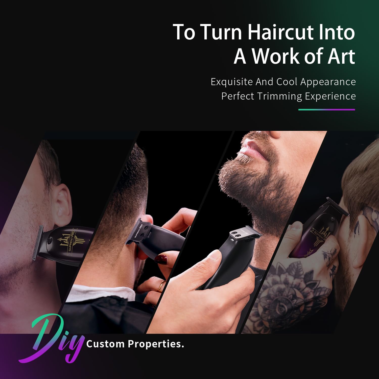 SUPRENT Men's Hair Trimmer- 6000 RPM High Speed Zero Gapped Trimmer with Ceramic Blades, Cordless Rechargeable Trimmer with180 Mins Run Time, DIY Customizable