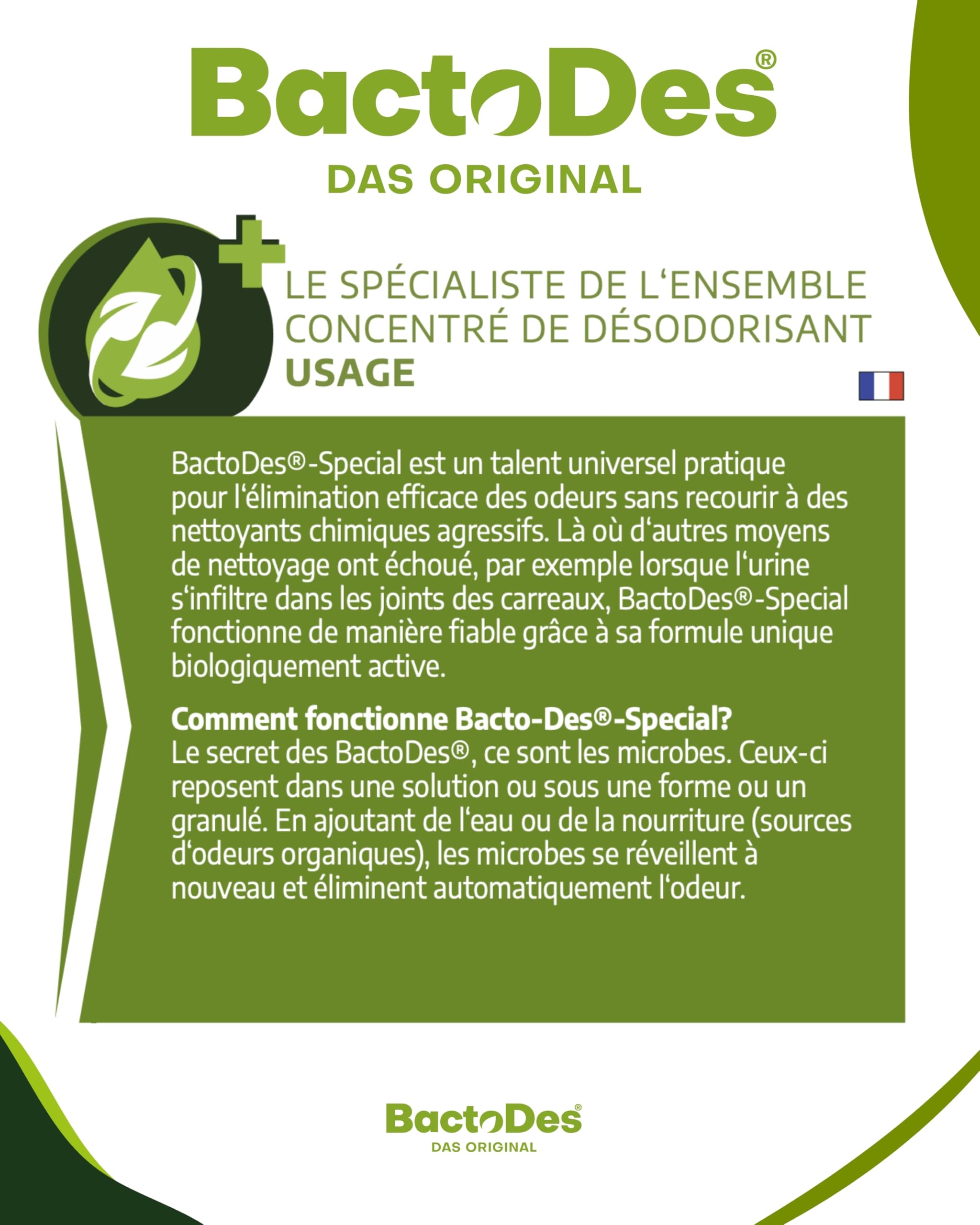 BactoDes - Desodorisant Maison 1L concentré avec Vaporisateur mélangeur - Nettoyant enzymatique Universel avec Action microbienne Bio - Élimination Efficace de Toutes Les Odeur Maison