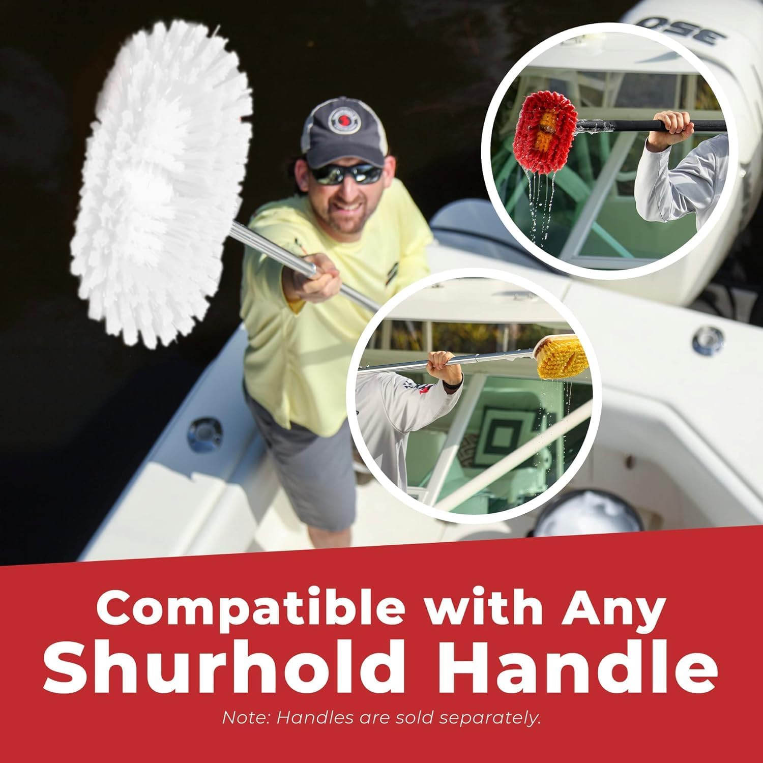 Shurhold 950 6" Deck Brush with Extra Stiff White Polypropylene Bristles