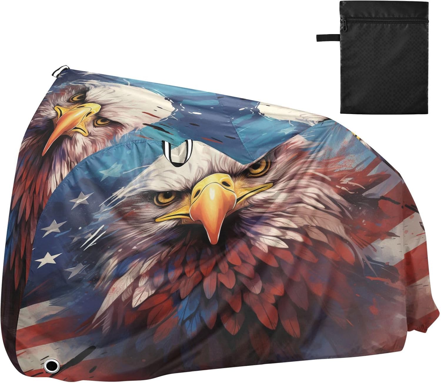 ALAZA American Flag Eagle Portrait Bike Cover Waterproof Outdoor Ebike Bicycle Covers Tarp Protection for 1/2 Bikes, Sun UV Dust Wind Proof