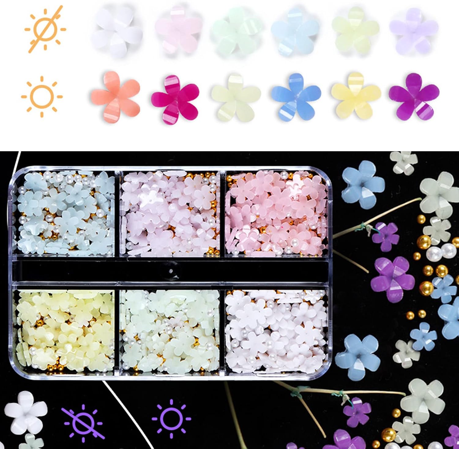 3D Nail Flowers with Pearls Caviar Beads for Acrylic Nails Mixed Jewelry Design Accessories Flower Charms for Art and Rhinestones Pearl Charms