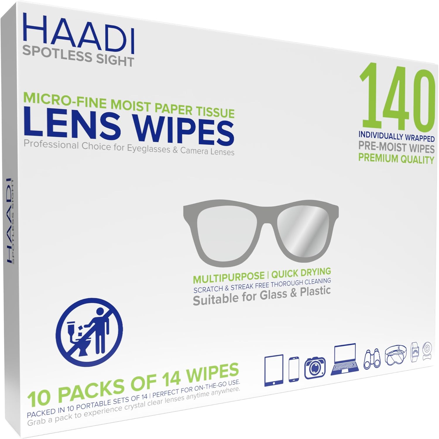Salviette Per Pulizia Occhiali HAADI - Preumidificate, Multiuso, Per Lenti, Schermi E Dispositivi - Foto 6