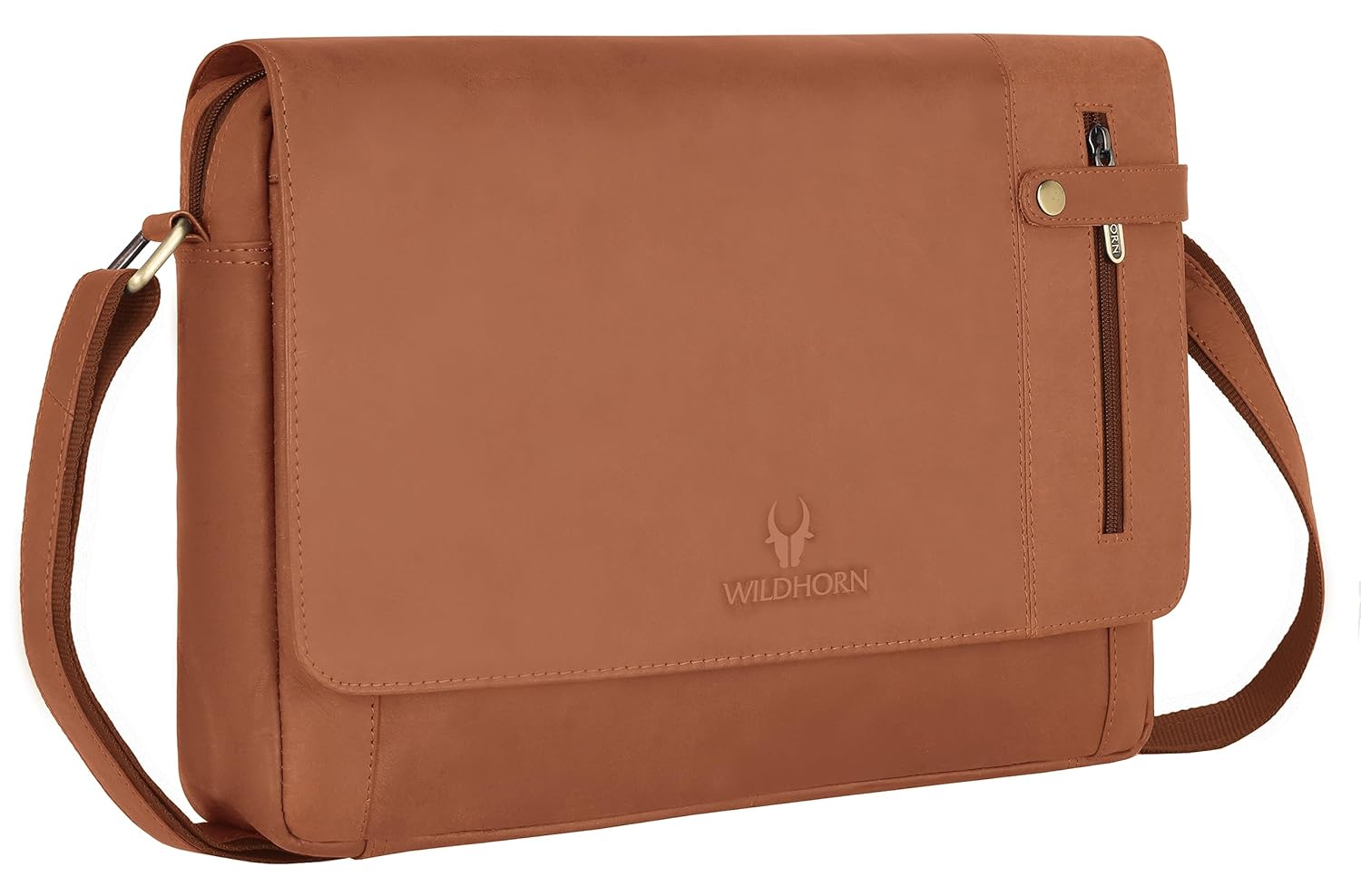 WildHorn Genuine Leather Laptop Messenger Bag for Men | Stylish Office Bag with a Padded Laptop Compartment & Adjustable Strap | Designed to Fit Laptops up to 14 Inches | Backed by a 1-Year Warranty