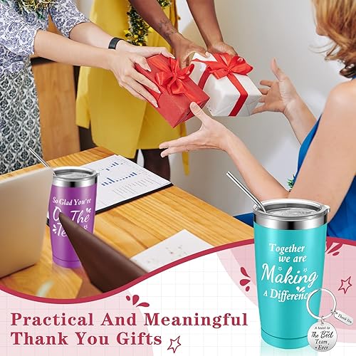 Miniatura 6 de Vaso de vino de acero inoxidable con tapa y pajilla, 20 onzas, vasos de vino aislados con llavero (colores brillantes, 6 juegos)