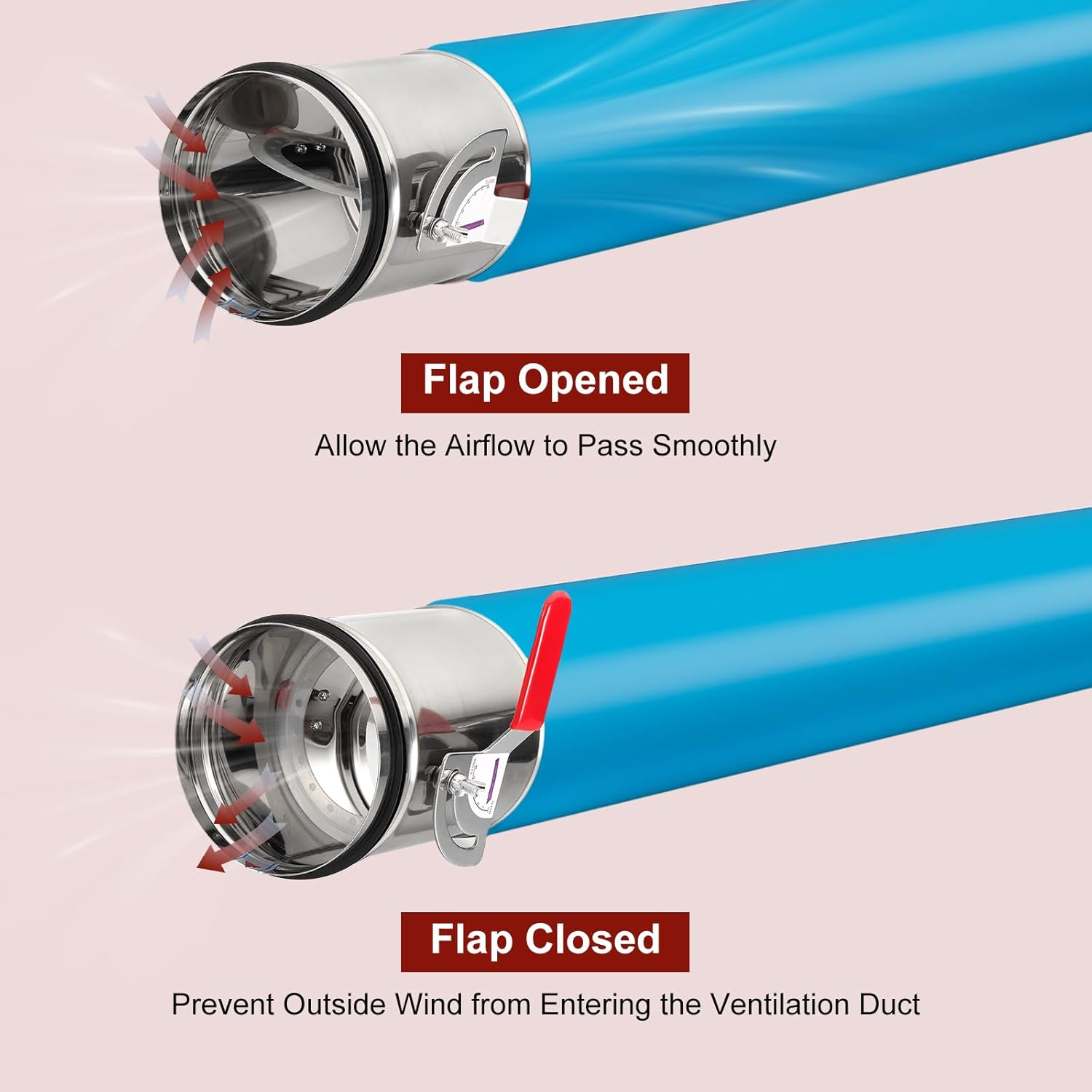 PATIKIL 5 Inch HVAC Duct Manual Volume Backdraft Damper, Adjustable Airflow Ducting Branch Vent Damper Air Control Valve with Silicone Seal for HVAC Airflow Ducting Branch Vent Systems