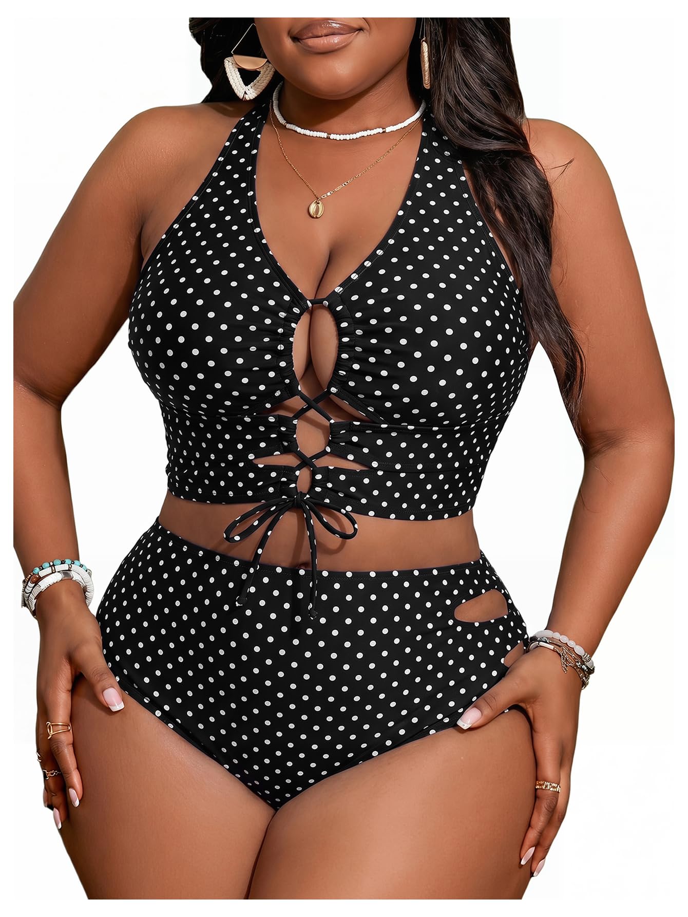 SOLY HUX Womens Plus Size Two Piece Bathing Suit Bikini Swimsuit