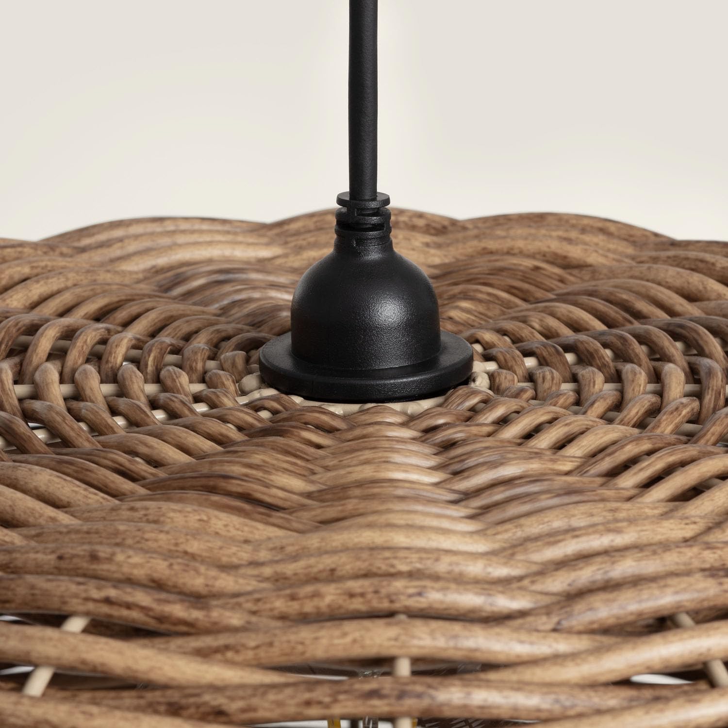 LEDKIA LIGHTING Lámpara Colgante Exterior Efecto Ratán Léa Drum S Natural E27