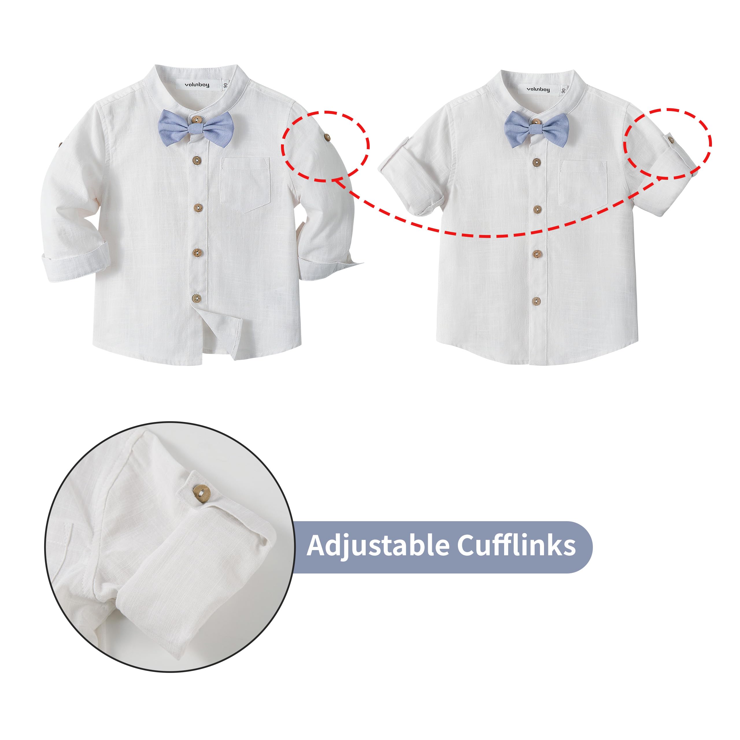 Volunboy Baby Jungen Baumwolle Leinen formelle Hosenträger Outfits mit Fliege Kleinkind Langarm Gentleman Hochzeitskleid Kleidung
