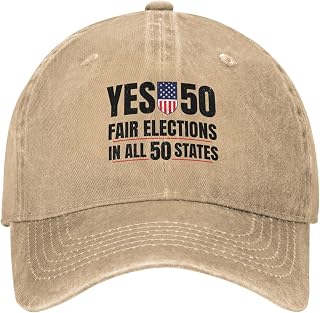 Yes On 50 Fair Elections in All 50 States Golf Dad Hat :FDT Pro Democracy Baseball Cap Retro Denim Fitted Sports Cap