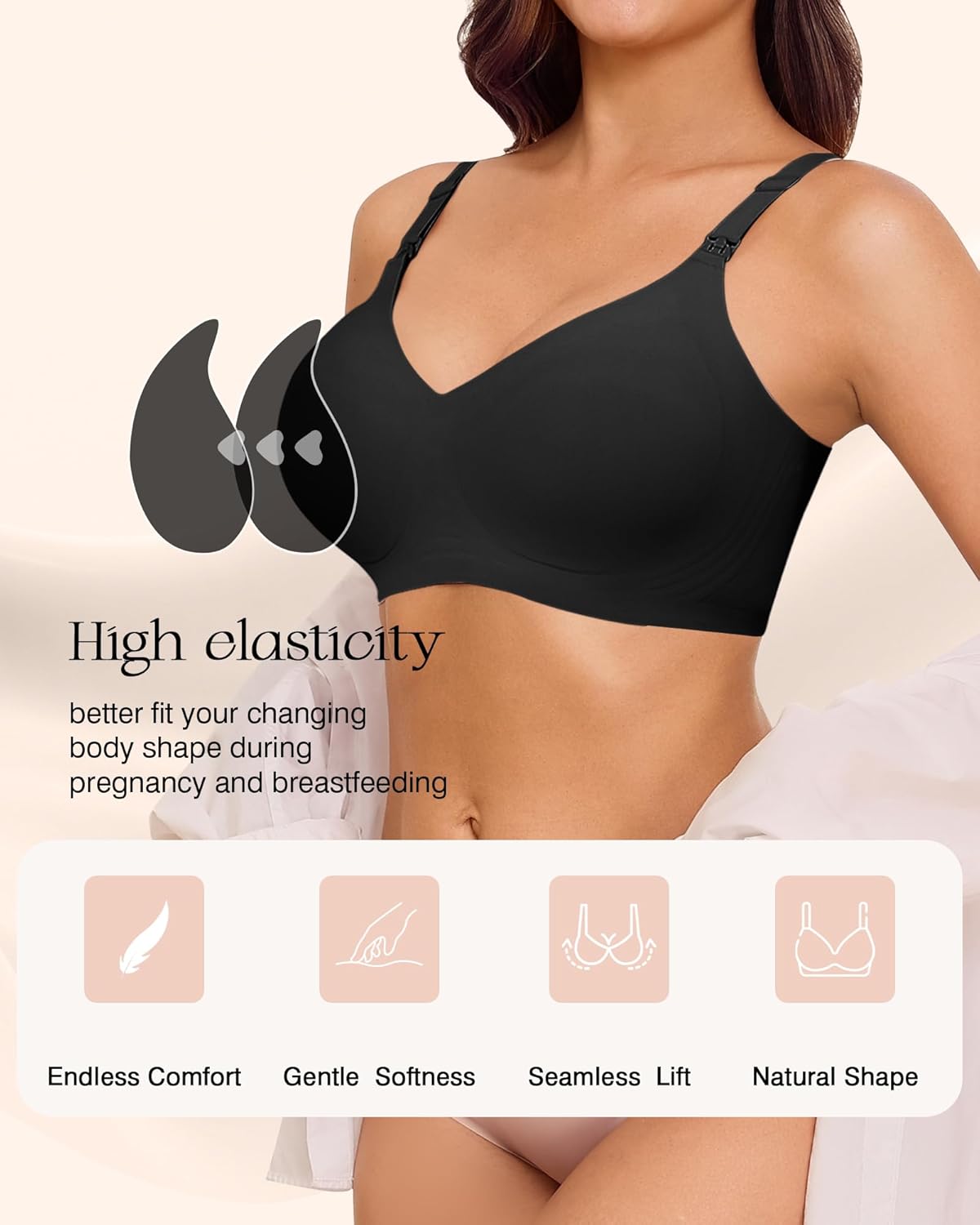 Seamless Nursing Bras for Breastfeeding Maternity Bra for Pregnancy Wireless Comfort Sleep Bralette with Extender - Image 2