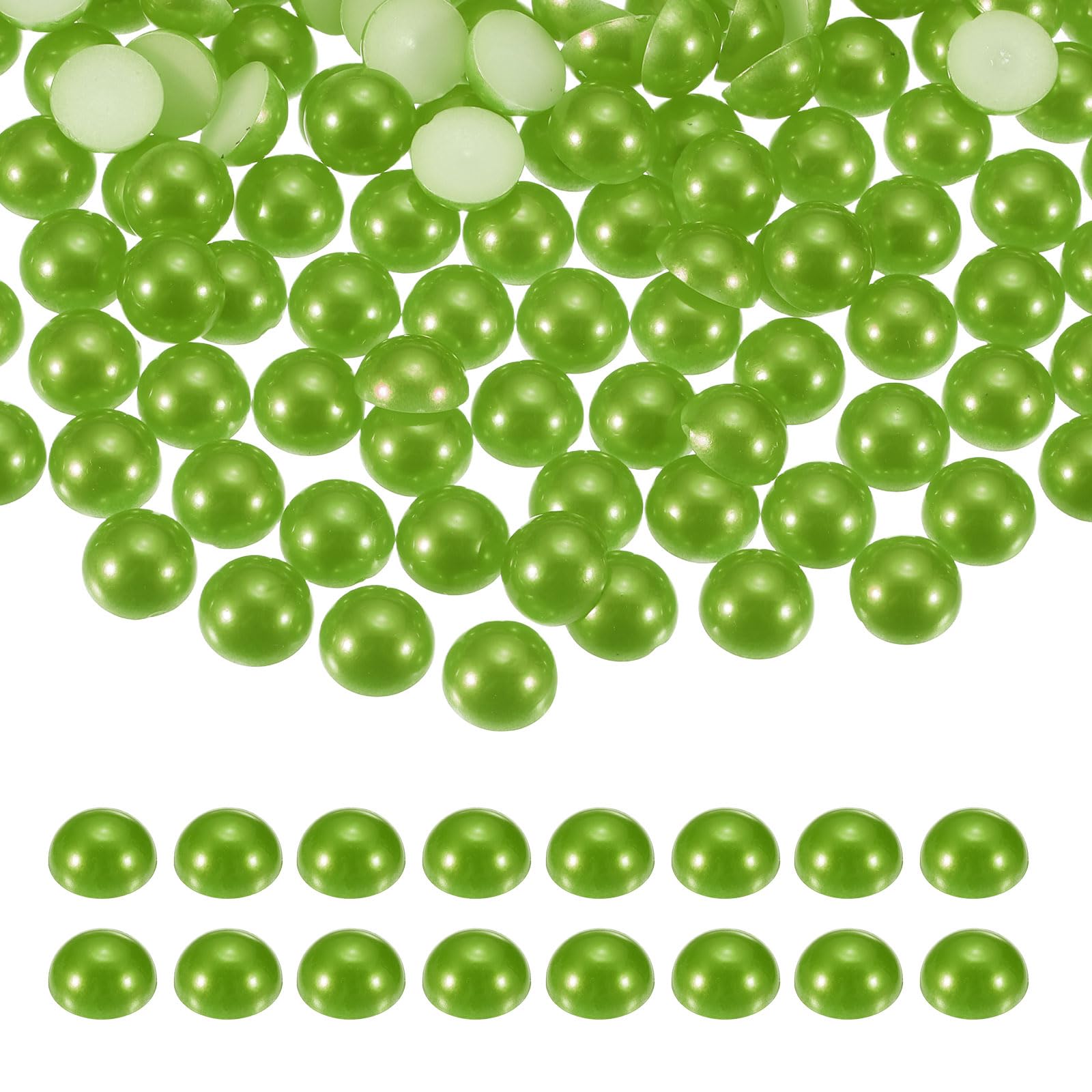 sourcing map 1000Pcs Half Pearl for Crafts, 4mm Plastic Half Flatback Imitation Pearls Cabochon Loose Beads Rhinestone for DIY Crafts Clothing Tumbler Shoes Embellishment Nail (Dark Green)