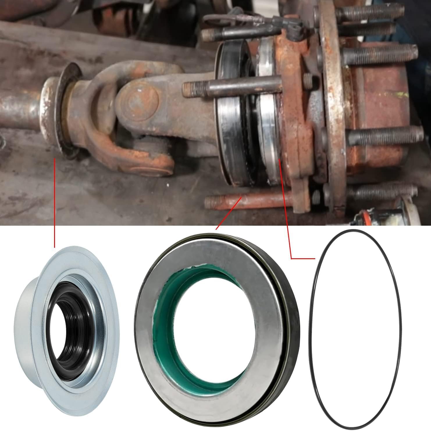 Front Axle Knuckle Vacuum Seals & Tube Dust Seals Kit & Hub O-Rings Fits for Ford Super Duty 2005-2019 F250 F350 F450 F550 With Dana Super 60, Replacement for part #2017426, 2014835, 54983