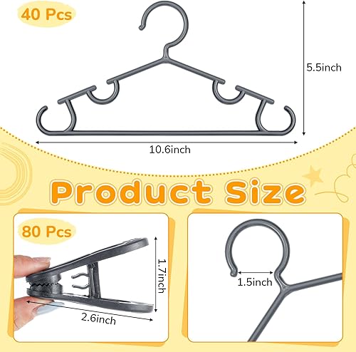 Miniatura 124 de Hsei Baby Hangers with Clips, Plastic Kids Pants Hangers for Nursery Closet, Top and Bottom Clothes Hanger Set for Newborn Child Infant Toddler Boys