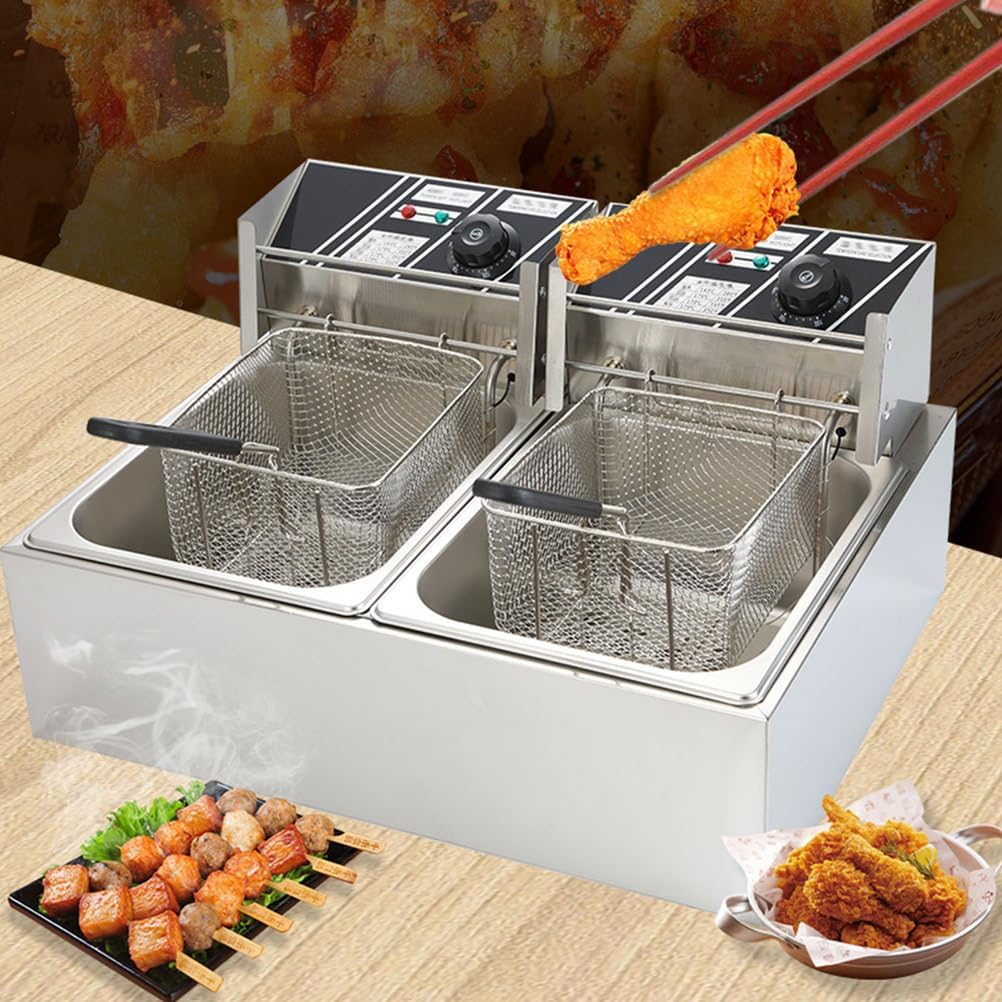 AIZYR 12L Commercial Deep Fryer, Electric Deep Fryer with Temperature Control Frying Machine for Fried Chicken, Shrimp, French Fries