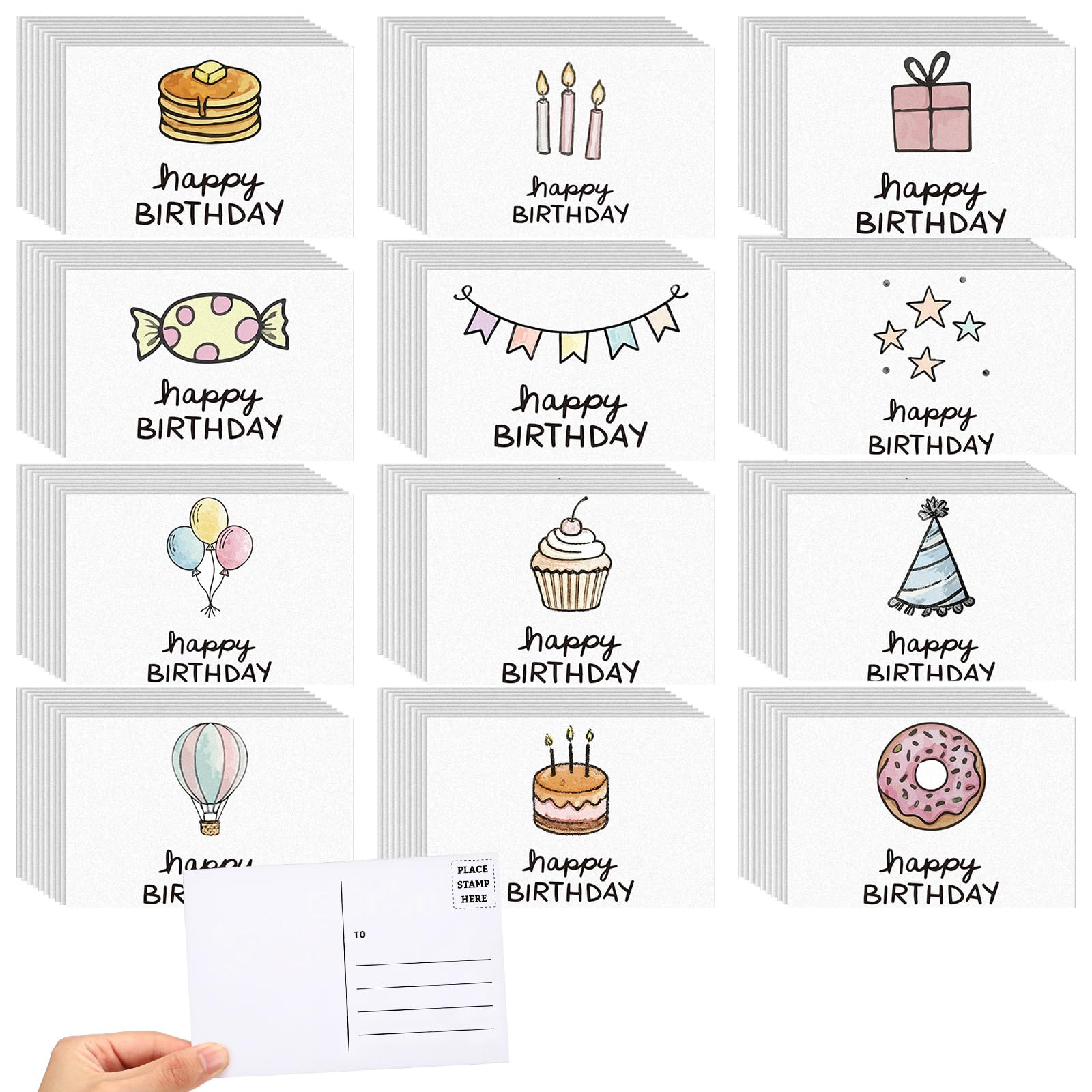 Kosiz 120 Pcs Cute Birthday Cards Bulk 4 x 6 Inch
