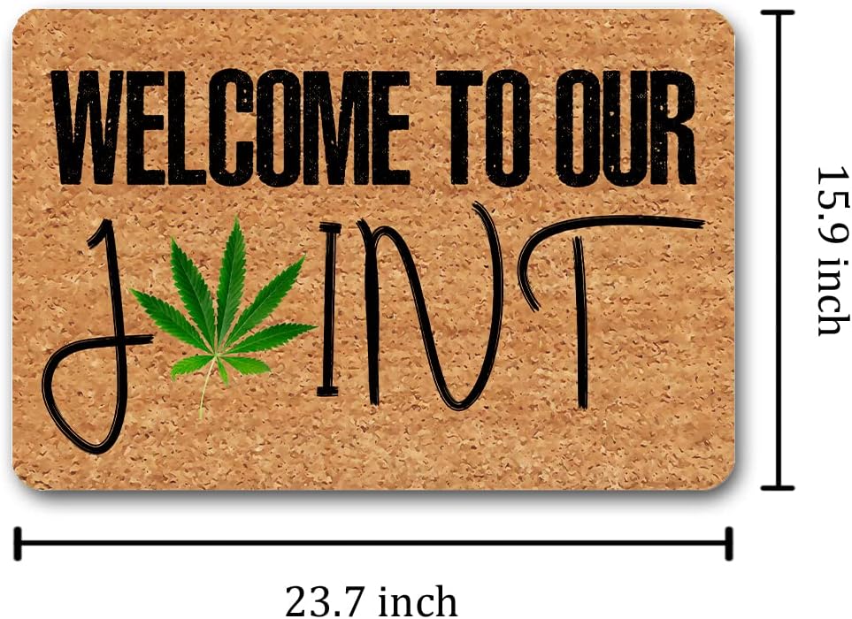 Funny Welcome Doormat for Entryway Indoor Front Porch Decor Rug Weeds Doormat for Front Door Personalized Anti-Slip Rubber Back House Warming Gift Mat (23.7 x 15.9 in)