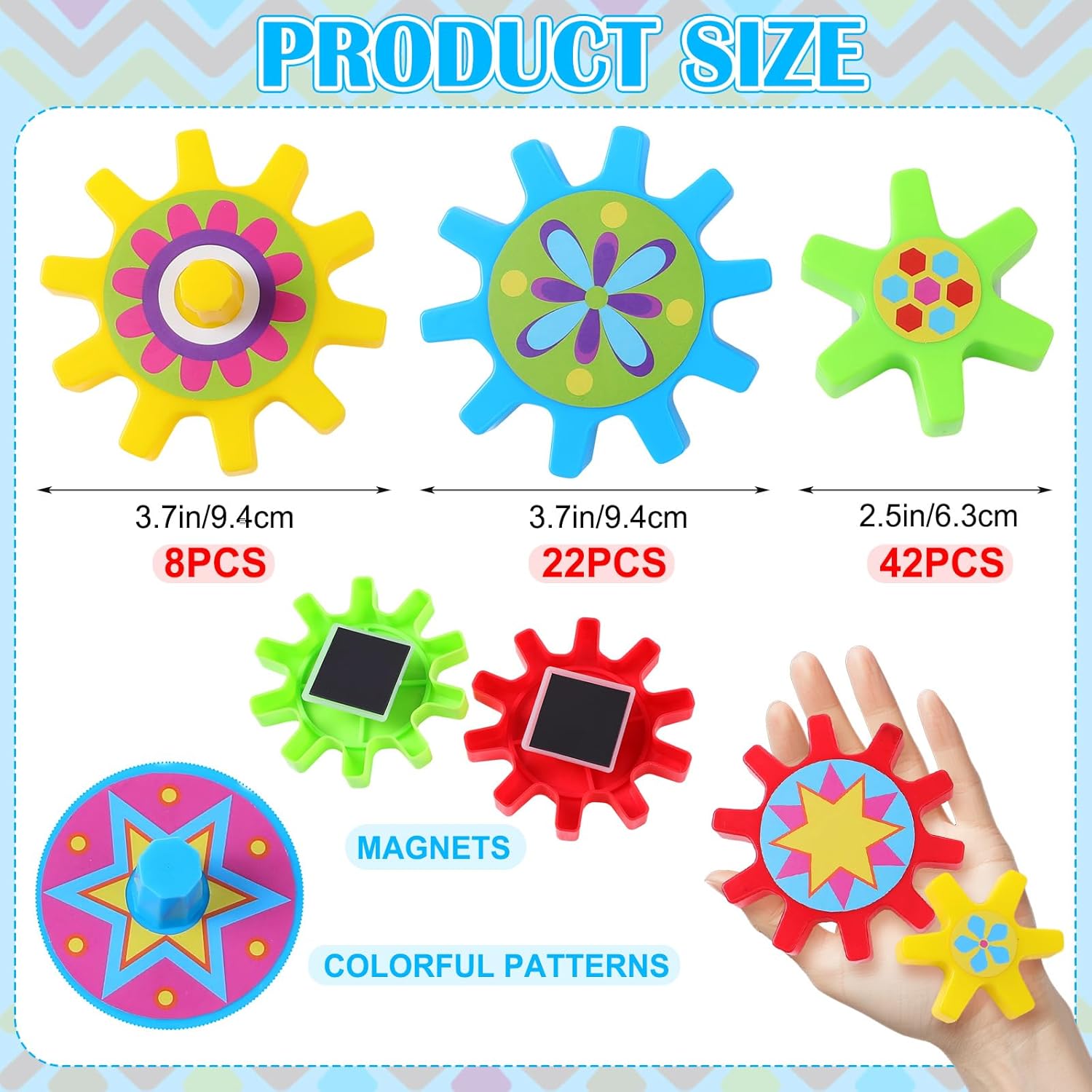 72 Pcs Magnetic Gears Interchangeable Learn Magnetic Spinning Gears for Magnetism Refrigerator or Whiteboard (Colorful Style)