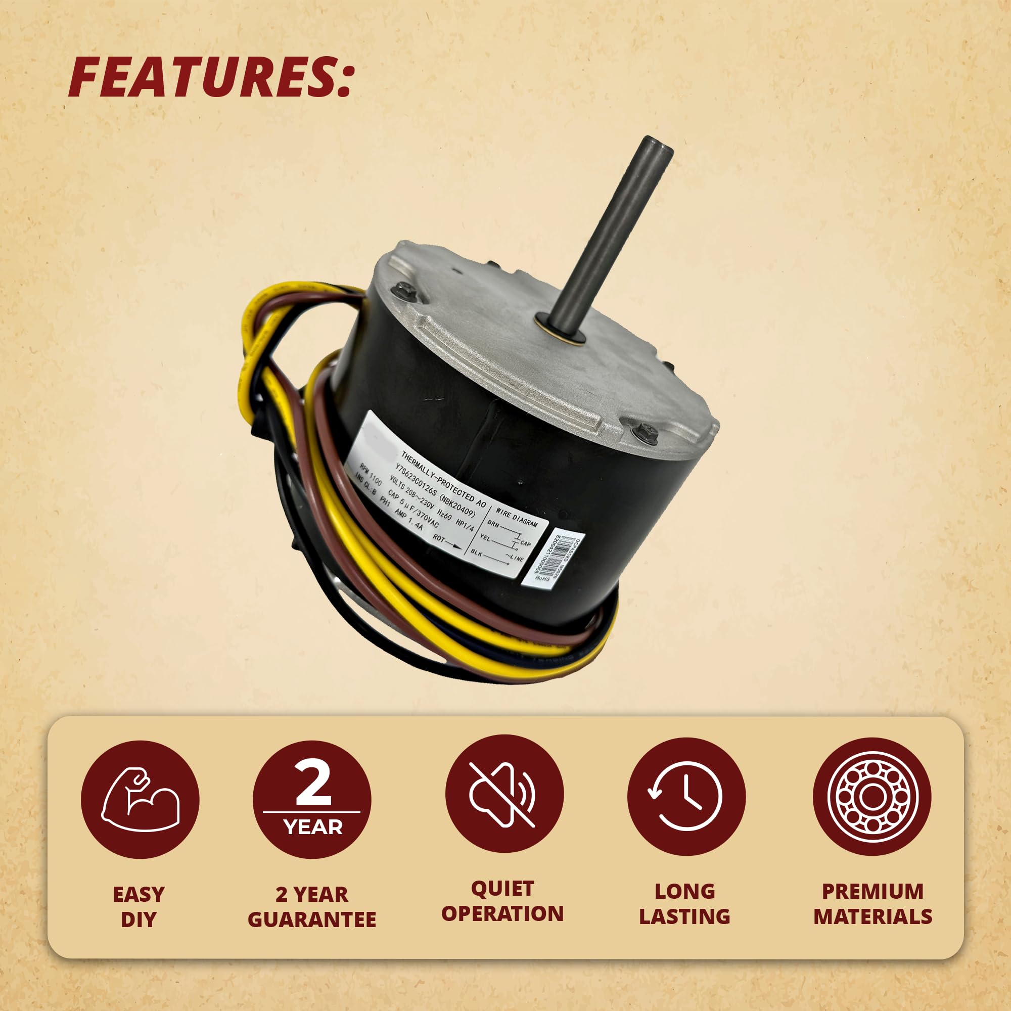 3S047 Carrier 1/4 HP, 1100 RPM, 208-230 V Condenser Fan