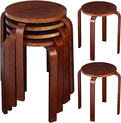 Taburete apilable de madera curvada, 4 piezas, taburetes apilables de madera curvada, asiento de madera curvada para comedor, cocina, hogar, jardín, disponible en Yaxa Peru