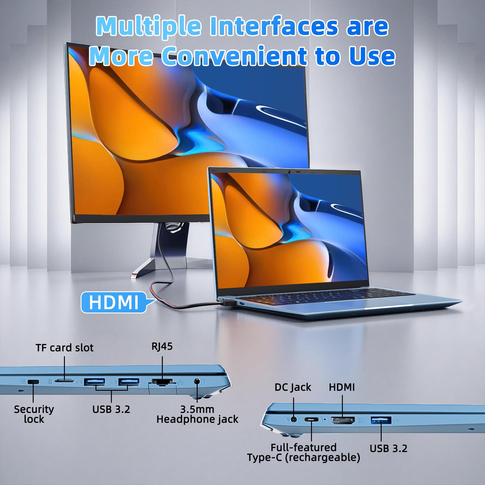 15.6 Inch Laptop, Windows 11 Laptops with Office 365, 16GB RAM 1024GB SSD, Celeron Quad-Core, 180° Lay-Flat Display, 7000mAh Battery, Full-Featured Type-C, Business Student Notebook - 5
