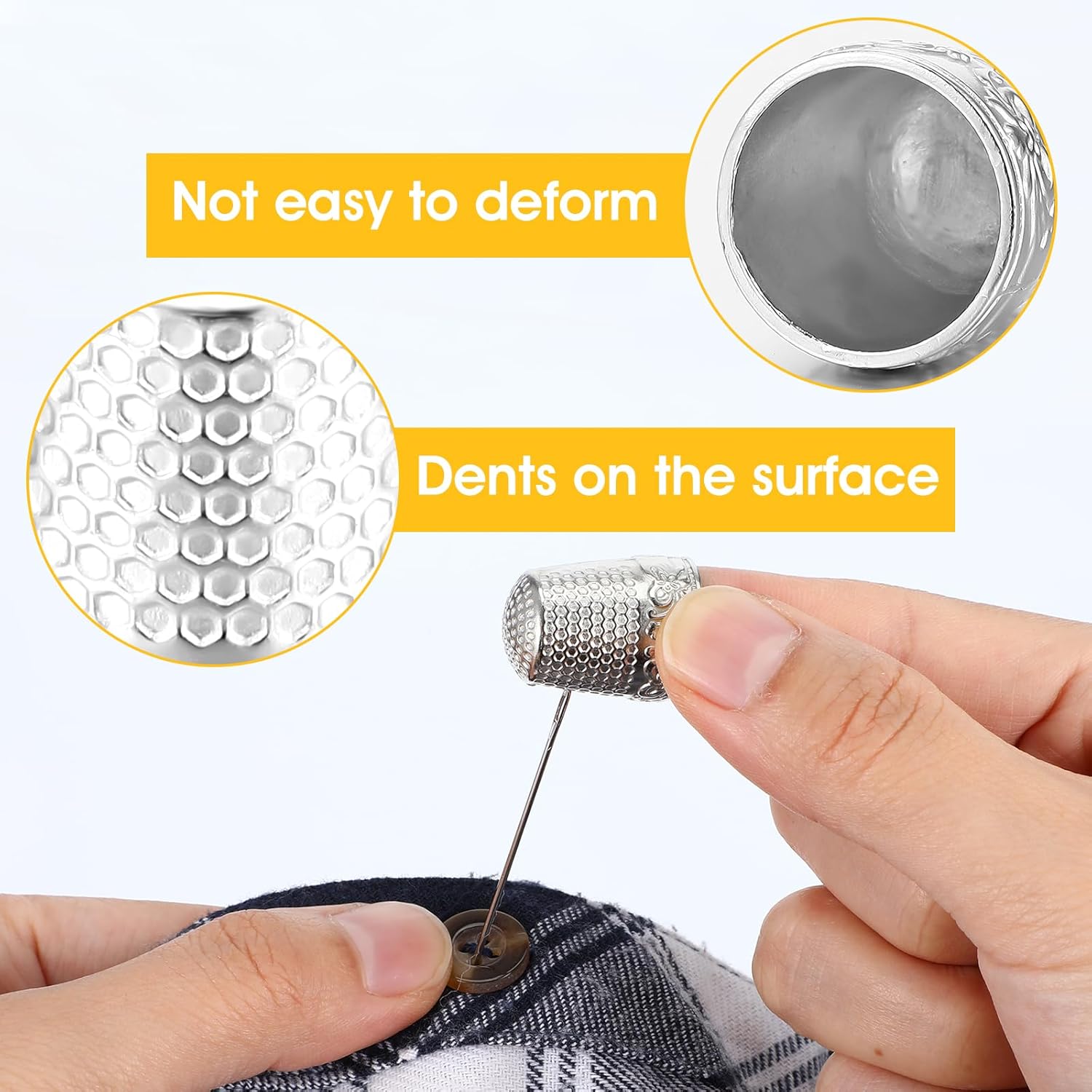 Gjinxi Sewing Thimble 4 Pcs Metal Copper Finger Protector Embroidery Finger Rings Fingertip Quilting Craft Notions Supplies Needlework Guard Tools for DIY Hand-Working Knitting