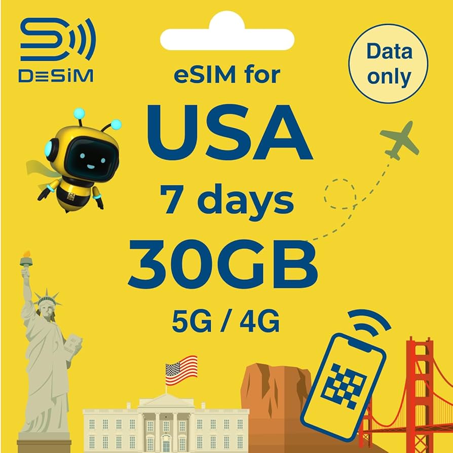 Amazon.com: USA eSIM 7 Days 30GB | DeSiM | Data ONLY | High