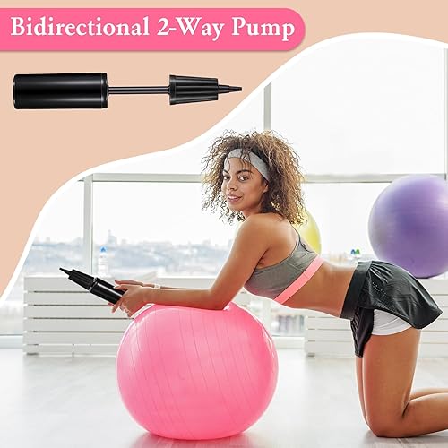 Miniatura 4 de Skylety Juego de bomba de mano de bola de ejercicio negra, 13 piezas, bomba infladora de pelota de yoga con 2 quitaenchufes y 10 tapones de aire,