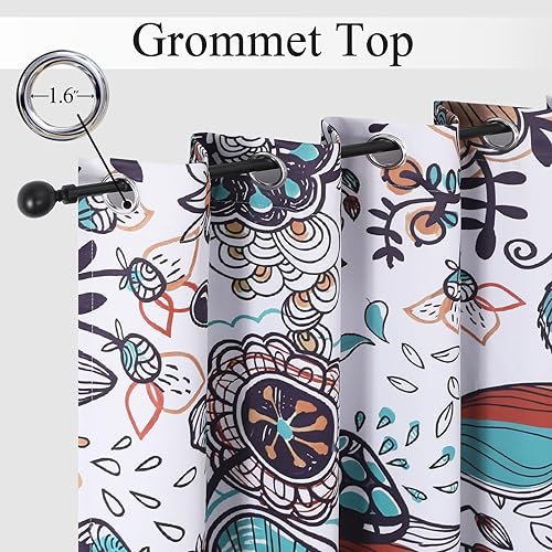 Miniatura 52 de Estelar Textiler Cortinas bohemias para oscurecer la habitación con hojas de arce de 84 pulgadas de largo, juego de 2 paneles para sala de estar,