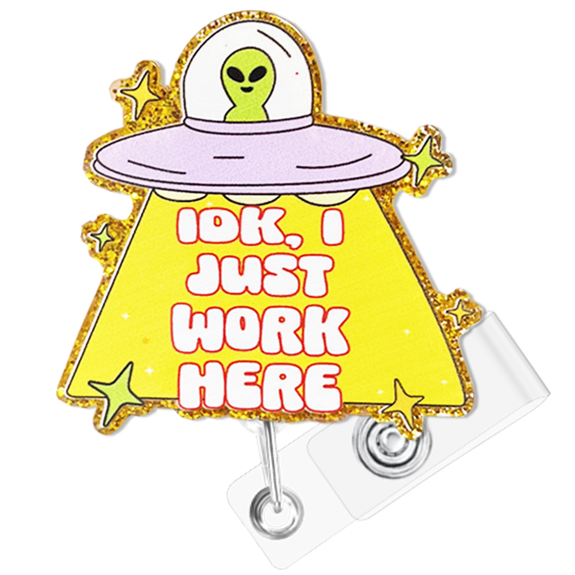 Hotlea IDK, I Just Work Here Badge Reel with Alligator Clip Funny ID Badge Holders Cute RN LPN CNA MA PCT Badge Buddy Nursing Medical Students Nurse