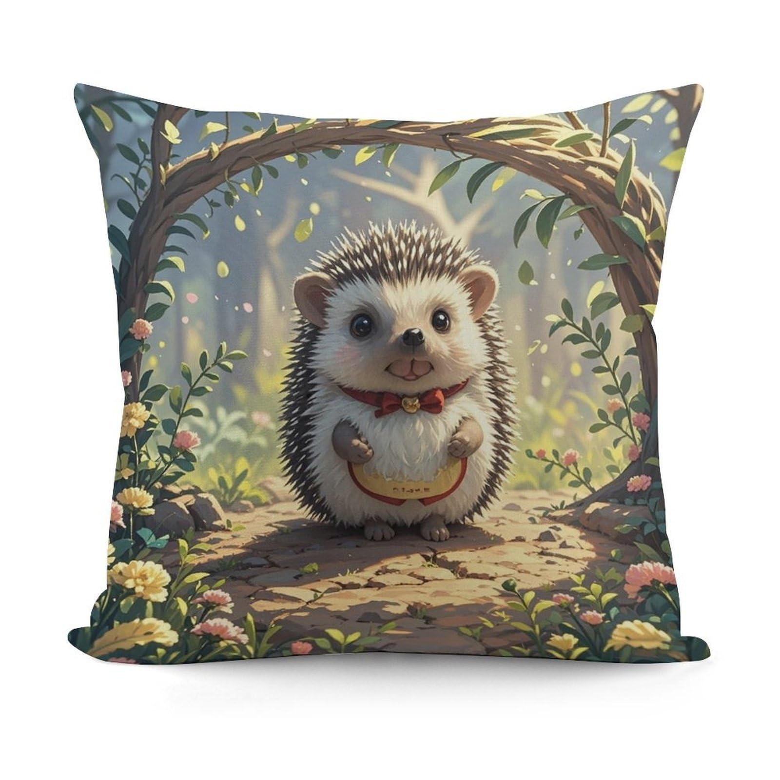 FekiLoot Lovely Hedgehog Throw Pillow Cover Cozy Plush Cushion Case Soft Decorative Pillow Cover Square Cushion Covers Modern Pillowcase for Sofa Living Room Couch Bed Home Decor 18x18 Inch