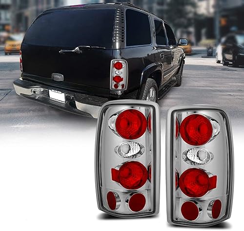 AmeriLite Juego de luces traseras de freno cromadas de repuesto para Chevy SuburbanTahoe - lado del pasajero y del conductor