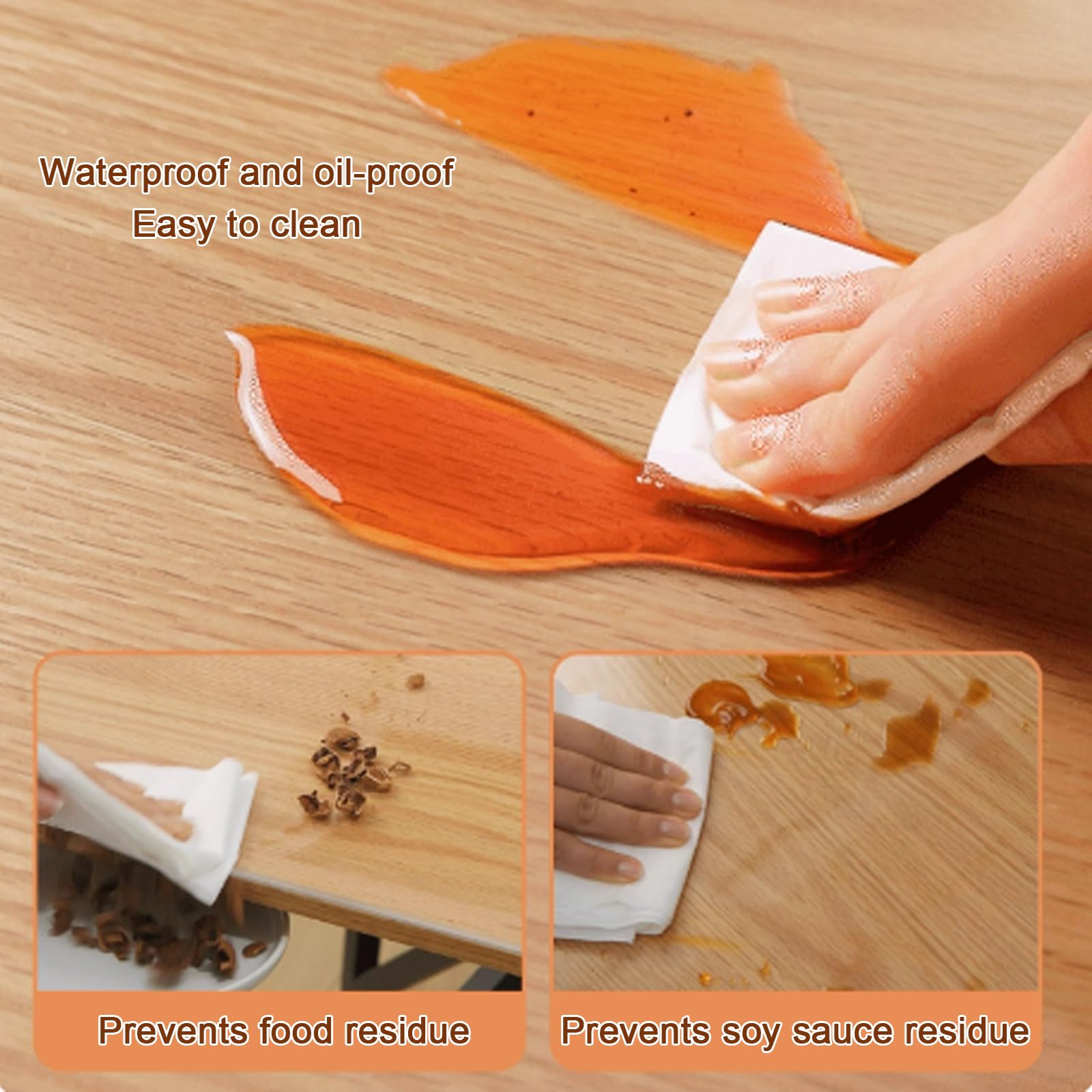 Tovaglia Rettangolare Trasparente,Tovaglia Impermeabile in PVC,Tovaglia Protettiva da Tavola Resistente alle Alte Temperature,per Cucina,Comodino,Tavolo da Pranzo (60x190cm/24x75in)