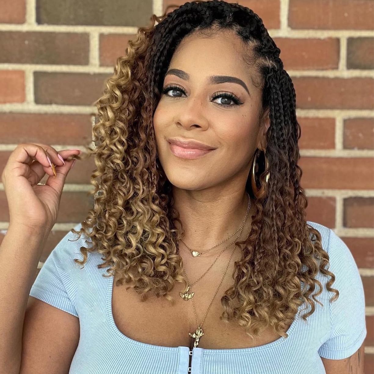 Wodun 10inch Goddess Box Braids Crochet Hair Crochet Box Braids Curly Ends 3X Bohemian Crochet Box Braids Hair Synthetic Crochet Hair Extensions