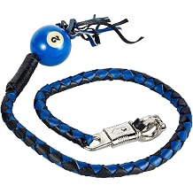 Motorcycle Get Back Whips Leather with Different Color Pool Balls Black & Blue with 2 Balls