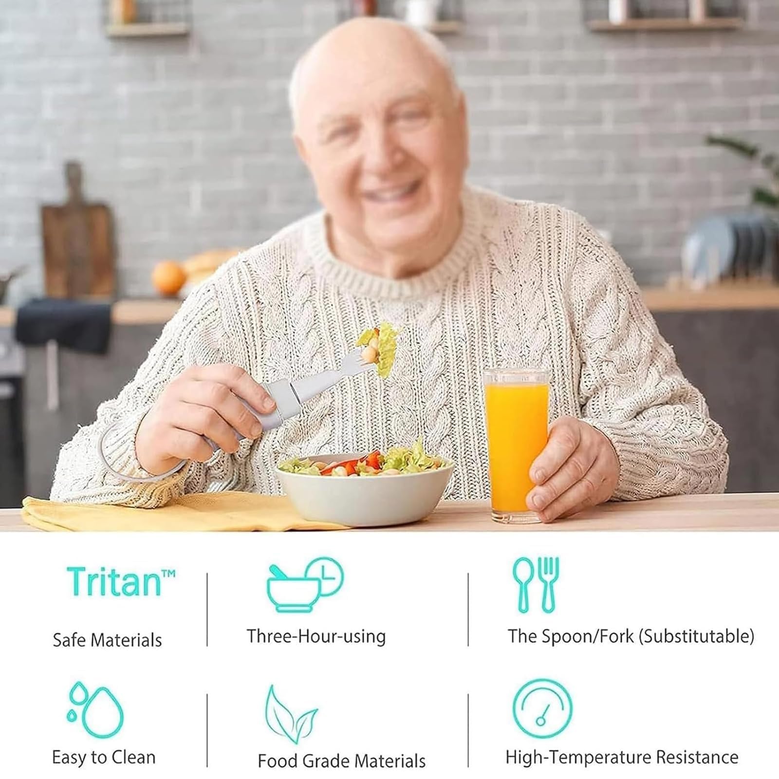 Cucchiaio auto-stabilizzante per tremori alle mani posate assistite intelligente con supporto in tempo reale e monitoraggio dei dati visivi per utenti anziani