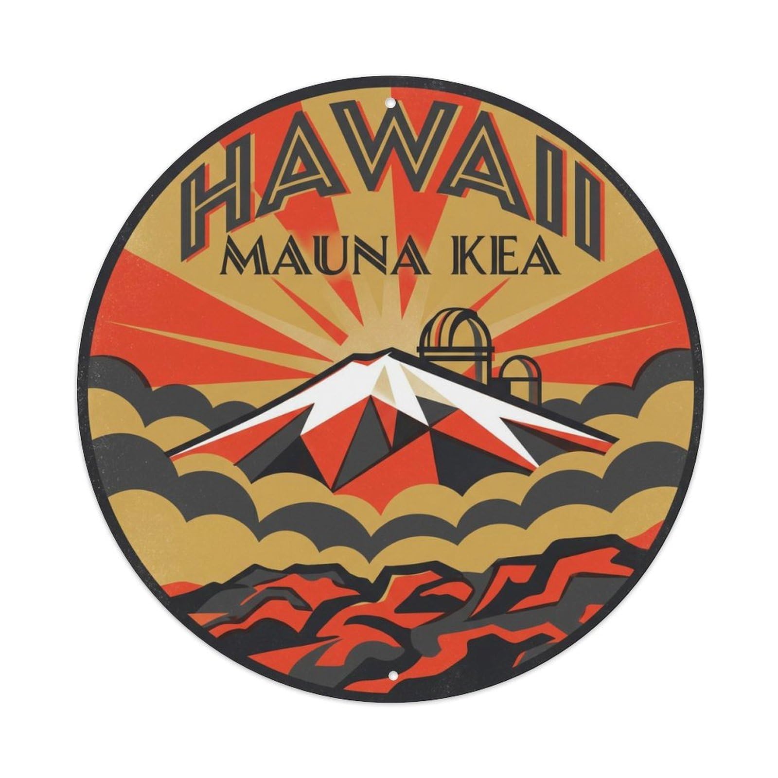 Okahys 8X8inch Classic Style Mauna Kea Summit Hawaii Volcano Crater Rim Island Metal Tin Sign