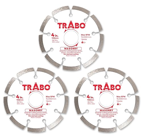 Vista 32 de Trabo Hoja de unión de diamante segmentada de mampostería de 7 pulgadas para cortar cemento, adoquines, hormigón con barras de refuerzo, piedra