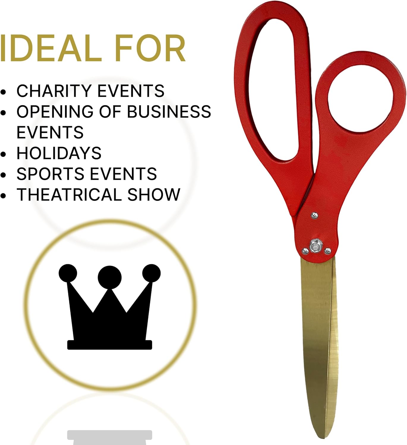 Large Novelty Ribbon Cutting Scissors – Giant Red Scisors 25'' with Golden Blades for Ribbon Cutting Ceremony Heavy Duty Giant Scissors for Inauguration Ceremonies & Special Events