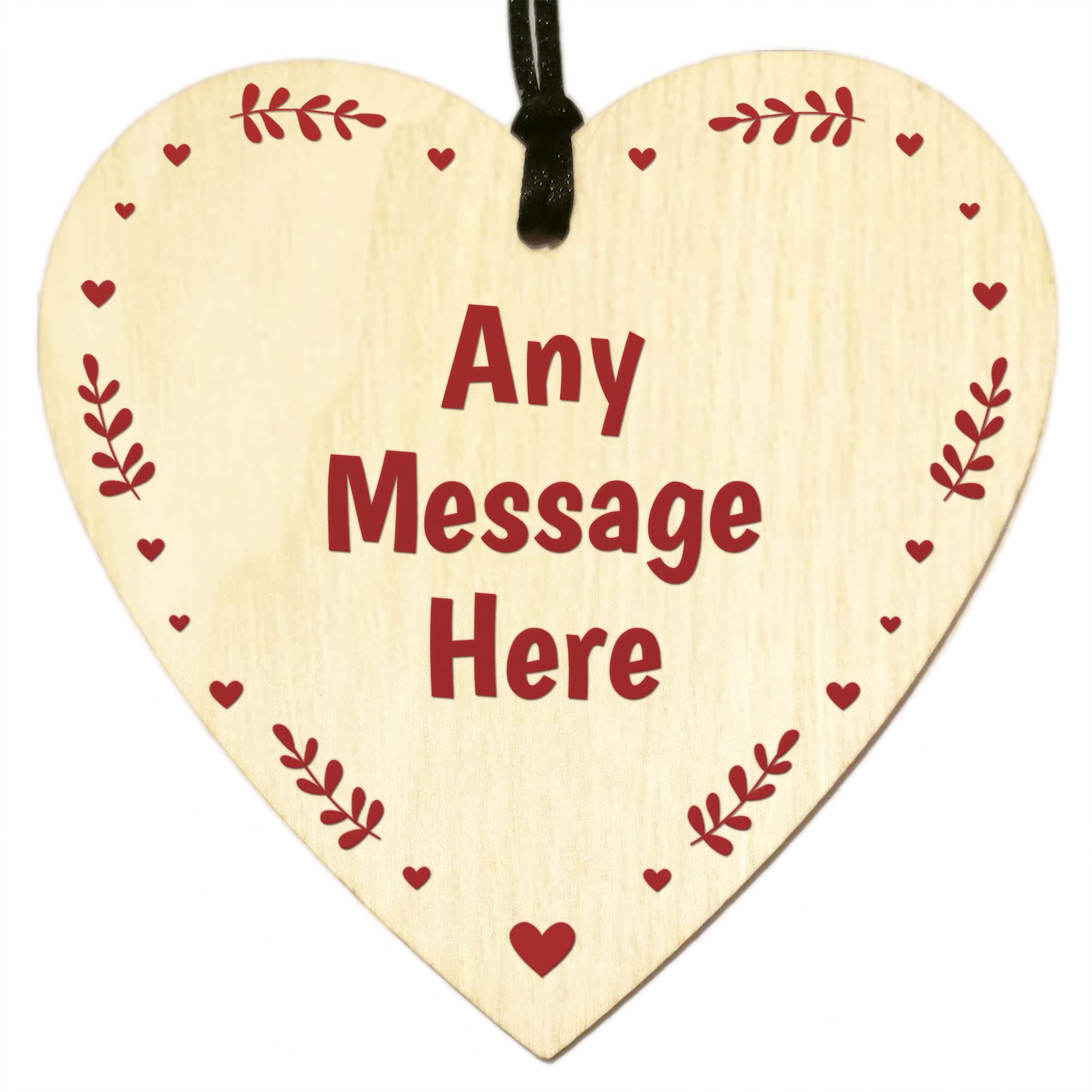 GuteGifts Personalised Wooden Heart Plaque Customize with Any Message Handmade Hanging Sign | Gift for Women Men Any Occasion Birthday Christmas Mothers Day Fathers Day Anniversary Keepsake