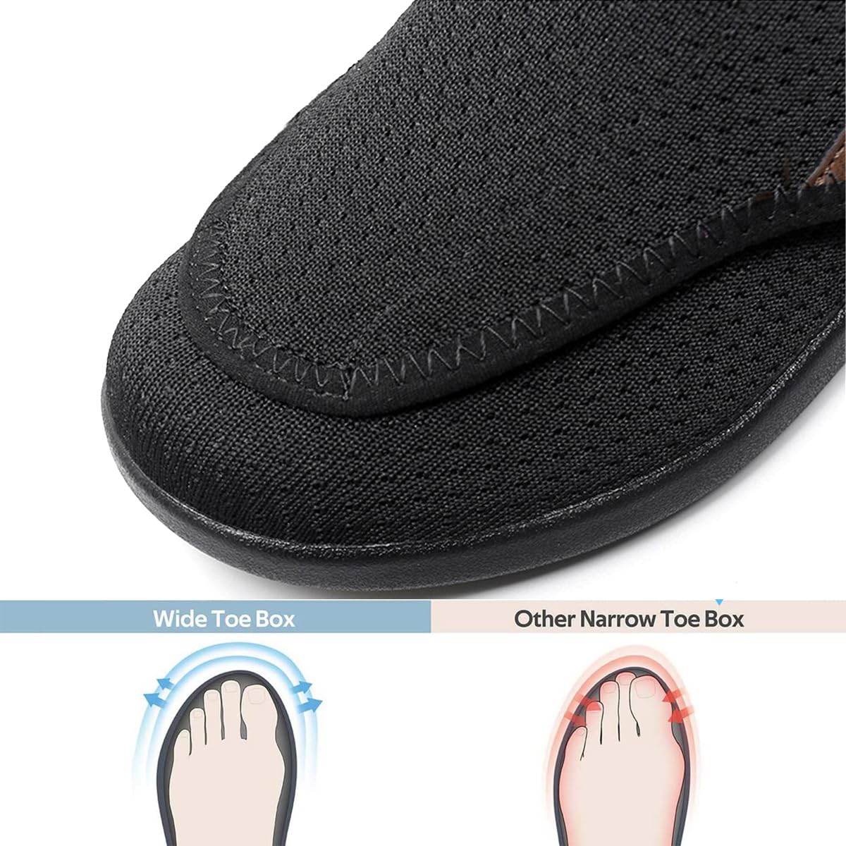 MONDEX Zapatos para diabéticos de Mujer, Zapatos Anchos para edemas, Zapatillas Ligeras y Transpirables para Caminar para Personas Mayores con pies hinchados,Negro,37