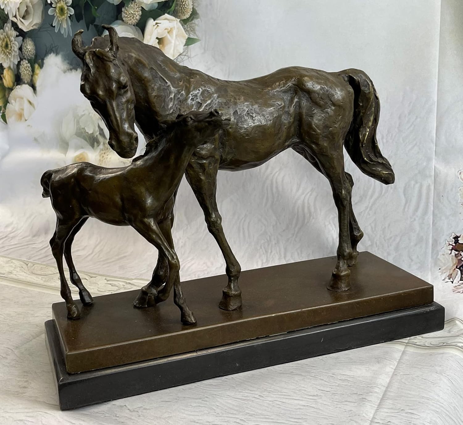 Horse Lovers Real Bronze Horses Dual Bust Sculpture Statue Equestrian Decor Sale