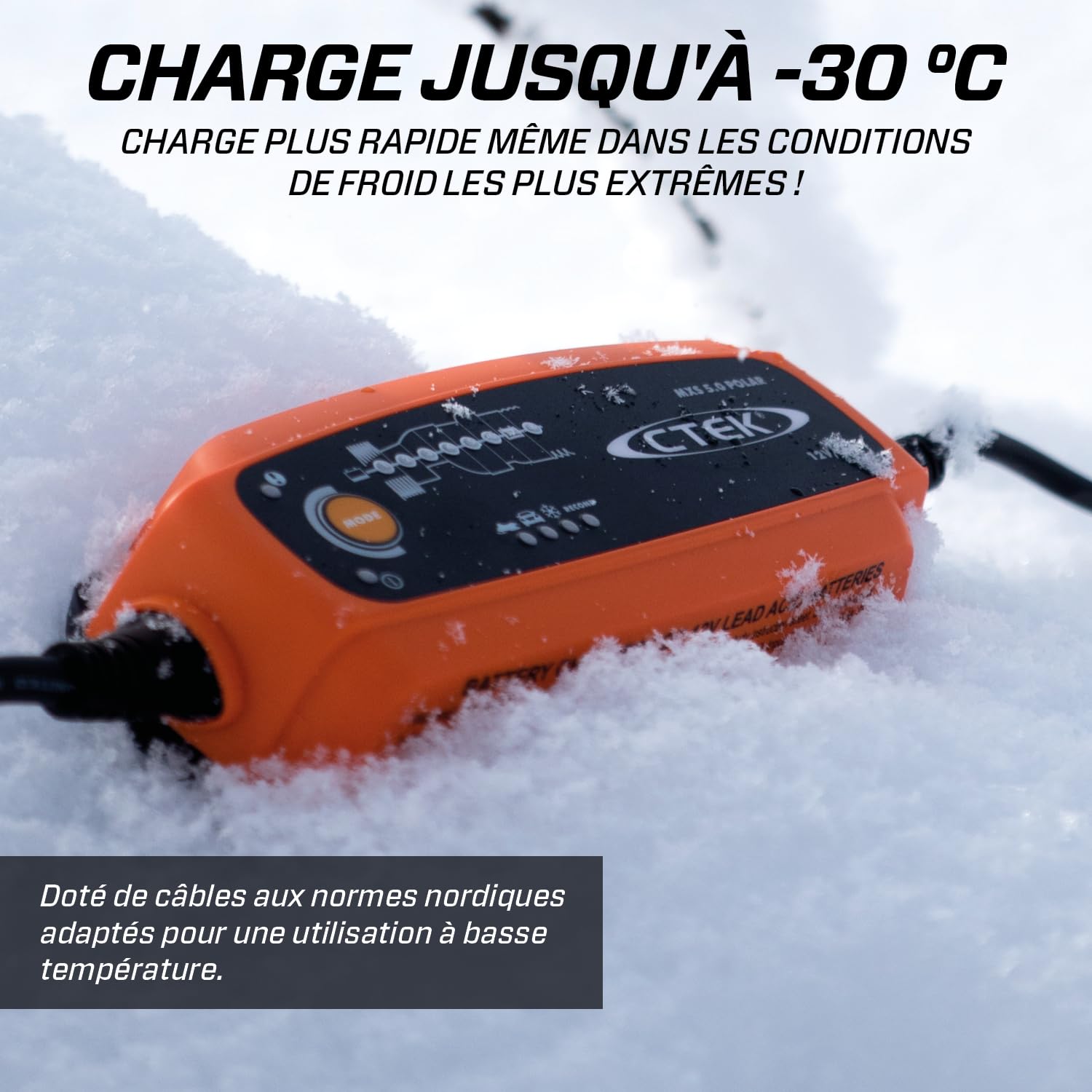 CTEK MXS 5.0 Polar, Chargeur De Batterie Intelligent 12V 5A pour Le Froid Extrême, pour Voiture Et Motoneige, Désulfateur De Batterie avec Mode De Reconditionnement